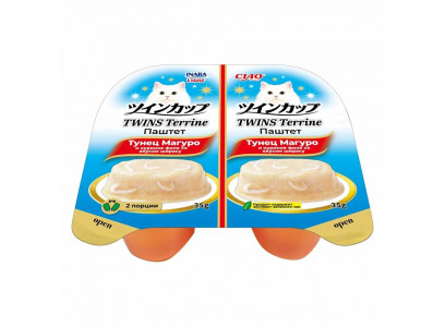 Консервы Для Кошек Inaba (Инаба) Twins 70г (35г*2шт) Паштет Тунец Магуро и Куриное Филе Со Вкусом Ширасу