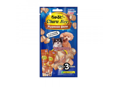 Лакомство Inaba (Инаба) Для Собак Churu Bee Запеченные Трубочки Куриное Филе Для Суставов 10г*3