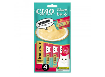 Лакомство Inaba (Инаба) Для Кошек Churu Пюре Куриное Филе Для Здоровья Почек 14г*4 