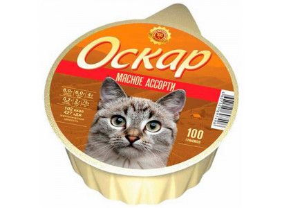 Корм Консервы Для Кошек Оскар Мясное Ассорти 100г 