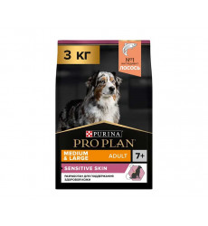 Сухой Корм Pro Plan (Проплан) Для Пожилых Собак Средних и Крупных Пород Старше 7 Лет с Чувствительной Кожей Лосось и Рис OPTI Derma Sensitive Skin Medium & Large Adult 7+ 3кг (1*1)