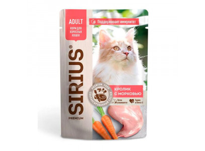 Влажный Корм Sirius (Сириус) Для Кошек Кролик и Морковь 24*1 85гр 