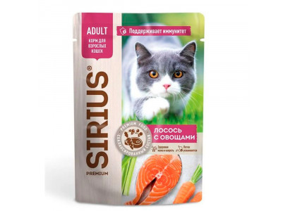 Влажный Корм Sirius (Сириус) Для Кошек Лосось и Морковь 24*1 85гр 