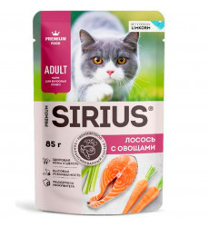 Влажный Корм Sirius (Сириус) Для Кошек Лосось и Морковь 24*1 85гр