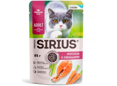 Влажный Корм Sirius (Сириус) Для Кошек Лосось и Морковь 24*1 85гр 
