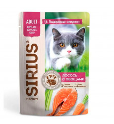 Влажный Корм Sirius (Сириус) Для Кошек Лосось и Морковь 24*1 85гр