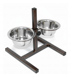 Подставка Zoonik (Зооник) 08811 1 Квадратная+Металлические Миски 2*0,18л Бронза