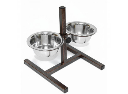 Подставка Zoonik (Зооник) 08811 1 Квадратная+Металлические Миски 2*0,18л Бронза