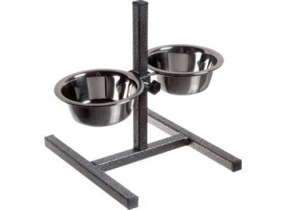 Подставка Zoonik (Зооник) Квадратная+Металлические Миски 2*0 18л Металлик 08811-2