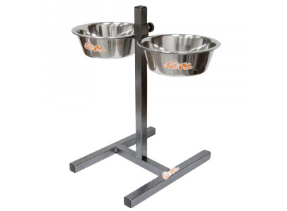 Подставка Zoonik (Зооник) Квадратная+Металлические Миски 2*1 6л Металлик 08865 2