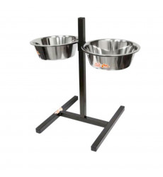 Подставка Zoonik (Зооник) Квадратная+Металлические Миски 2*2,6л Бронза 08868-1