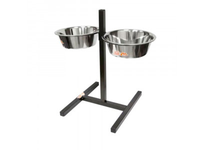 Подставка Zoonik (Зооник) Квадратная+Металлические Миски 2*2,6л Бронза 08868-1