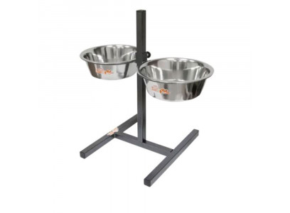 Подставка Zoonik (Зооник) Квадратная+Металлические Миски 2*2,6л Металлик 08868-2