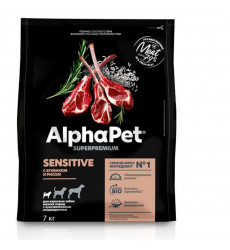 Сухой Корм Alphapet (Альфапет) Superpremium Для Собак Мелких Пород с Чувствительным Пищеварением Ягненок и Рис 7кг 52314