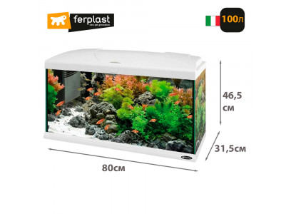 Аквариум Ferplast (Ферпласт) Capri 80см Led 100л Белый 65018111 Светодиодная Лампа, Фильтр, Нагреватель 