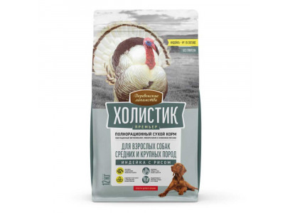 Сухой Корм Для Собак Средних и Крупных Пород Деревенские Лакомства Холистик Премьер Индейка и Рис 12кг 79213423 