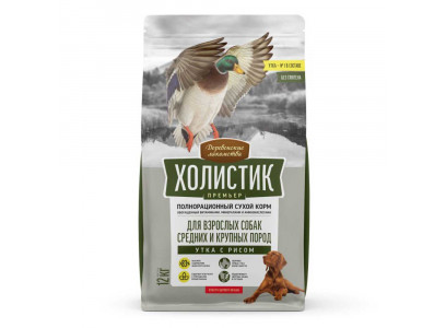 Сухой Корм Для Собак Средних и Крупных Пород Деревенские Лакомства Холистик Премьер Утка и Рис 12кг 79213867 