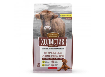 Сухой Корм Для Собак Средних и Крупных Пород Деревенские Лакомства Холистик Премьер Говядина и Рис 12кг 79213959 