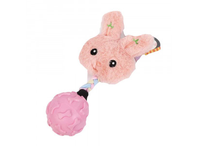 Игрушка Brava (Брава) Для Собак Зайчик с Веревкой и Мячом Со Звуком 10*22см Плюш Tpr 9537