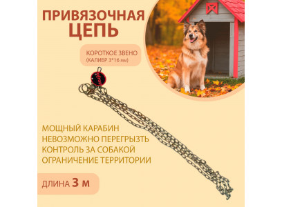 Цепь Brava (Брава) Для Собак Привязочная 3*16 3м Короткое Звено 