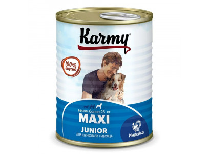 Консервы Karmy (Карми) Maxi Junior для Щенков Крупных Пород Индейка 340г