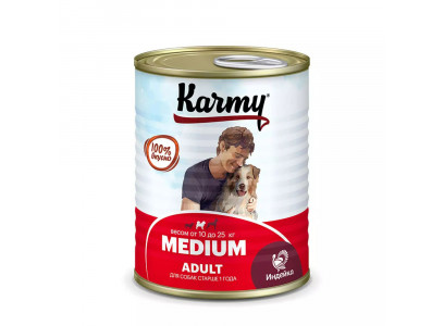 Консервы Karmy (Карми) Medium Для Собак Средних Пород Индейка 340г 