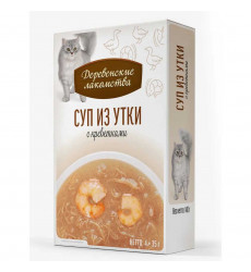 Влажный Корм Деревенские Лакомства Для Кошек Суп Утка Креветка 35г*4шт 76051165