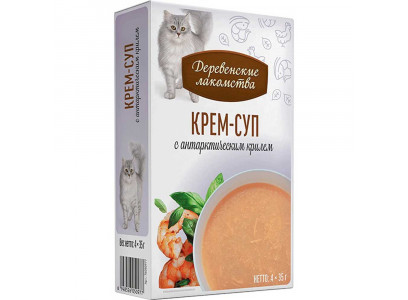 Влажный Корм Деревенские Лакомства Для Кошек 35г*4шт Суп Антарктический Криль 76050977 