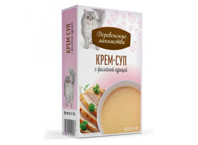 Влажный Корм  Деревенские Лакомства Для Кошек Суп Филе Курицы 35г*4шт 76050953 