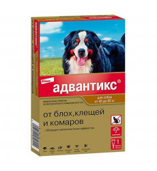 Адвантикс Капли На Холку Для Защиты От Блох, Иксодовых Клещей и Летающих Насекомых и Переносимых Ими Заболеваний Для Собак 40-60кг 6мл 1шт Elanco (Эланко)