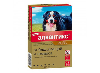 Адвантикс Капли На Холку Для Защиты От Блох, Иксодовых Клещей и Летающих Насекомых и Переносимых Ими Заболеваний Для Собак 40-60кг 6мл 1шт Elanco (Эланко) 