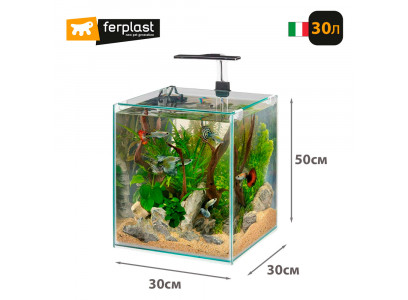 Аквариум Ferplast (Ферпласт) Tonga 30*30*h46см 30л Светодиодная Лампа, Внутренний Фильтр, Терморегуляция Тор 65002000 
