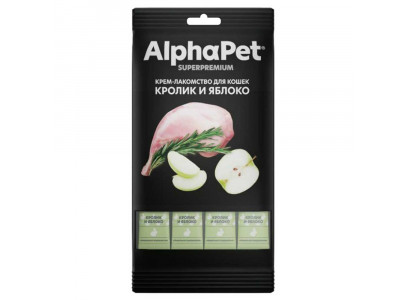 Лакомство Alphapet (Альфапет) Superpremium Для Кошек Крем Кролик и Яблоко 48г 