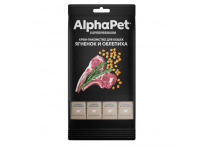 Лакомство Alphapet (Альфапет) Superpremium Для Кошек Крем Ягненок и Облепиха 48г  