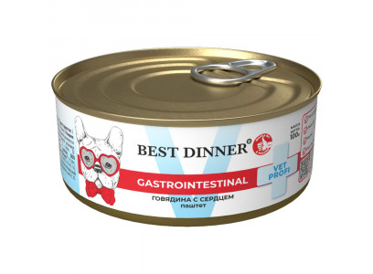Консервы Best Dinner (Бест Диннер) Vet Profi Gastrointestinal Для Собак Лечение Болезней ЖКТ Говядина и Сердце 100г 