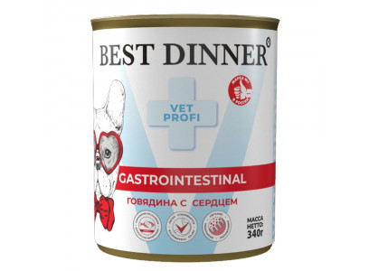 Консервы Best Dinner (Бест Диннер) Vet Profi Gastrointestinal Для Собак Лечение Болезней ЖКТ Говядина и Сердце 340г  