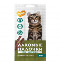 Лакомство Для Кошек Мнямс 5г*3 Лакомые Палочки Из Цыпленка и Утки