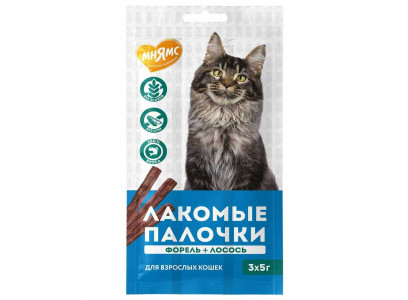 Лакомство Мнямс для Кошек Лакомые Палочки Форель и Лосось 5г*3  