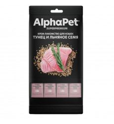 Лакомство Alphapet (Альфапет) Superpremium Для Кошек Крем Тунец и Льняное Семя 48г