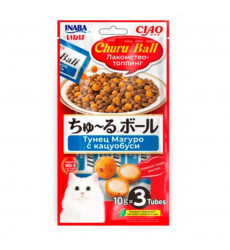 Лакомство Inaba (Инаба) Ciao Churu Ball Для Кошек Шарики с Кремовой Начинкой Тунец Магуро Кацуобуси 10г*3 
