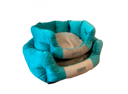 Лежак Для Кошек и Собак Мелких Пород Brava (Брава) Lider 58*45*22см Бирюзовый Бежевый 10892
