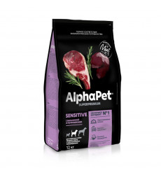 Сухой КормAlphapet (Альфапет)Superpremium Для Собак Средних Пород  с Чувствительным Пищеварением  Баранина и Потрошки 12кг 52338