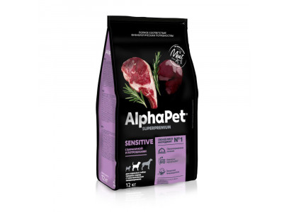 Сухой КормAlphapet (Альфапет)Superpremium Для Собак Средних Пород  с Чувствительным Пищеварением  Баранина и Потрошки 12кг 52338 