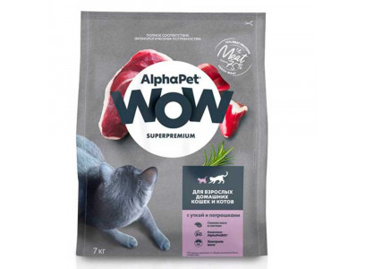 Сухой Корм Alphapet (Альфапет) Wow Superpremium Для Кошек Утка Потрошки 7кг 52079 