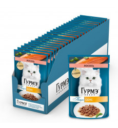 Владный Корм Для Кошек Гурмэ Перл Лосось в Соусе 75г 26 Шт в Блоке (1*1)