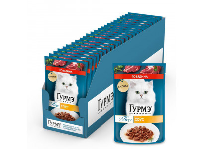 Влажный Корм Для Кошек Гурмэ Перл Говядина в Соусе 75г 26 Шт в Блоке (1*1) 