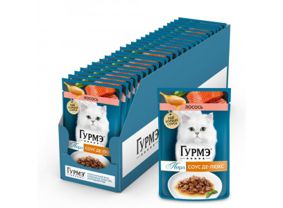 Влажный Корм Для Кошек Гурмэ Перл Де Люкс Лосось в Соусе 75г 26 Шт в Блоке (1*1) 