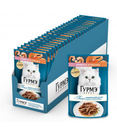 Влажный Корм Для Кошек Гурмэ Перл Креветки и Лосось в Соусе 75г 26 Шт в Блоке (1*1)