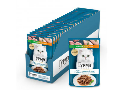 Влажный Корм Для Кошек Гурмэ Перл Кролик и Курица в Соусе 75г 26 Шт в Блоке (1*1) 