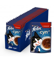 Влажный Корм Дяя Кошек Felix (Фелмкс) Суп Говядина 48г 36 Шт в Блоке (1*1)
